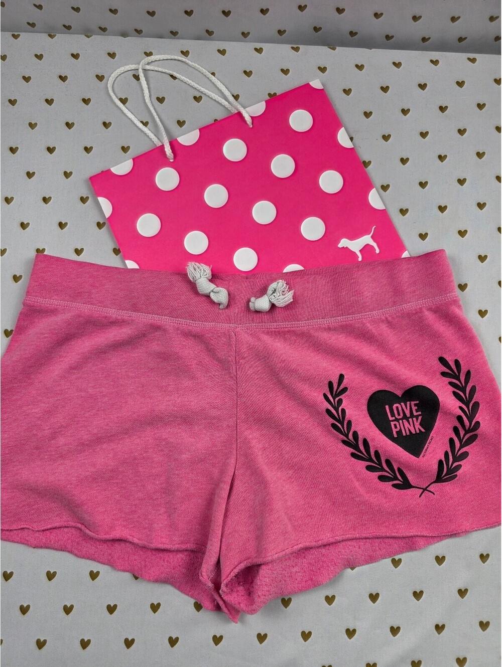 Victorias Secret PINK Vintage Logo Crest y2k Sweat Shorts Large